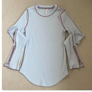 Free People Waffle Zipper Long Sleeve